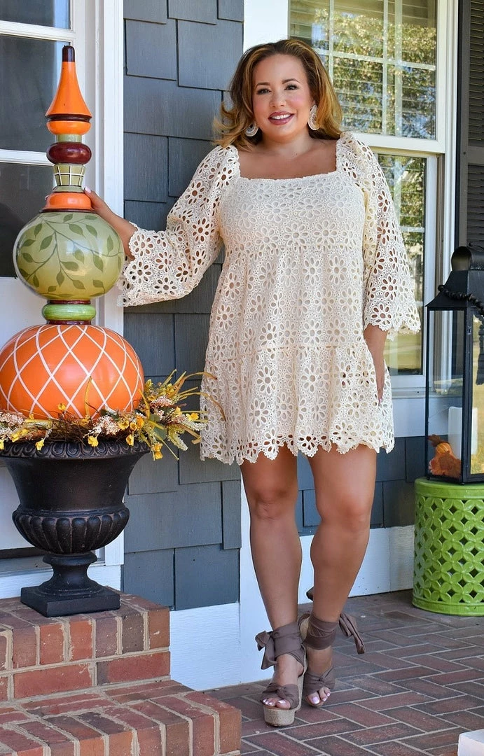 Flying Tomato - LD1341-PP - 102021 DRESSES Hold My Hand Floral Eyelet Dress - Cream 2 Flying Tomato - LD1341-PP - 102021 DRESSES Hold My Hand Floral Eyelet Dress - Cream