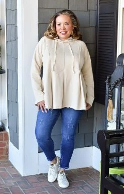 ODDI - IT14443 - 11822 Solid Dresses Here For The Fun Pullover - Oatmeal