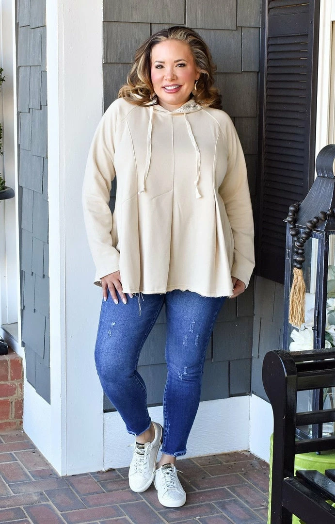 ODDI - IT14443 - 11822 Solid Dresses Here For The Fun Pullover - Oatmeal 2 ODDI - IT14443 - 11822 Solid Dresses Here For The Fun Pullover - Oatmeal