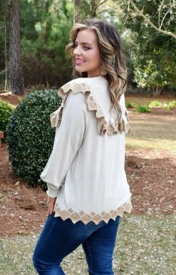 143 Story - ITM7631-PP - 12922 TOPS Move On Up Embroidered Top - Oatmeal