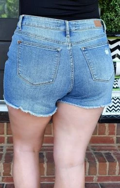 Judy Blue - 150059 - 5422 BOTTOMS JUDY BLUE - High Waist Distressed Denim Shorts 5 Judy Blue - 150059 - 5422 BOTTOMS JUDY BLUE - High Waist Distressed Denim Shorts