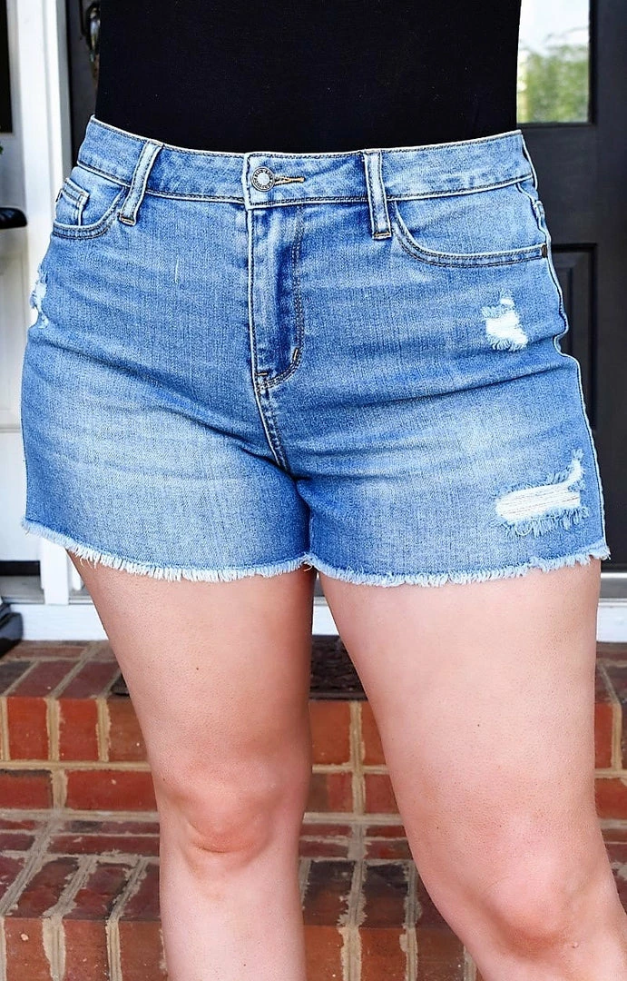 Judy Blue - 150059 - 5422 BOTTOMS JUDY BLUE - High Waist Distressed Denim Shorts 1 Judy Blue - 150059 - 5422 BOTTOMS JUDY BLUE - High Waist Distressed Denim Shorts