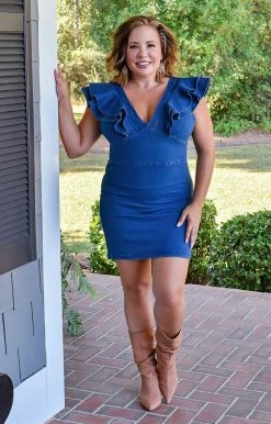 Flying Tomato - AD1615-PP - 11721 Breath Of Fresh Air Denim Dress