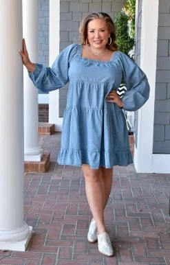 ODDI - ID12413 Delicate Beauty Chambray Dress DRESSES