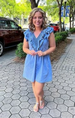 143 Story - IDM7979 - 53122 Tie Breaker Denim Dress