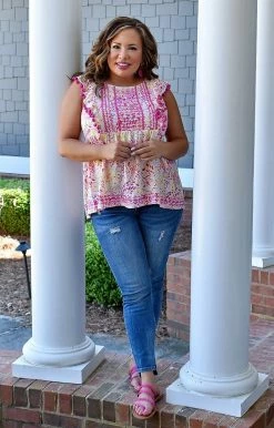 Andree - T10109 - 32322 Twice As Nice Embroidered Top - Magenta TOPS 7 Andree - T10109 - 32322 Twice As Nice Embroidered Top - Magenta TOPS