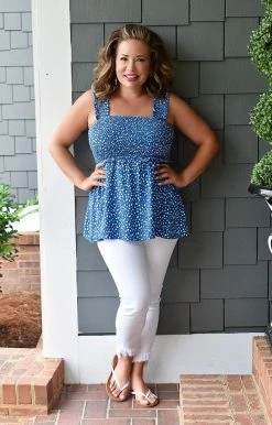 HeySon - ET10241PD - 52822 My Girl Print Top - Blue TOPS