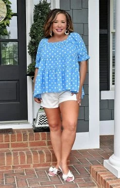 Entro - T18278 - 41122 Life Is Sweet Print Top - Blue TOPS