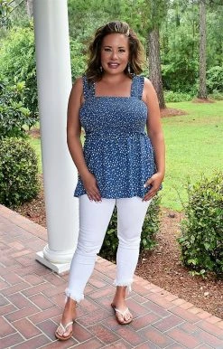 HeySon - ET10241PD - 52822 My Girl Print Top - Blue TOPS