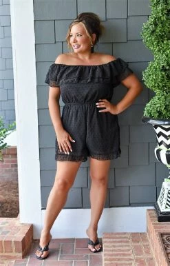 Andree - R10034-PP - 51122 Still Your Girl Swiss Dot Romper - Black