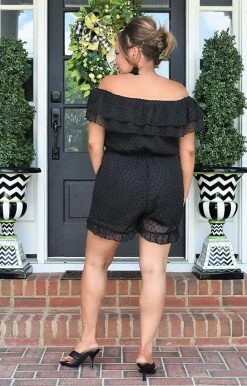 Andree - R10034-PP - 51122 Still Your Girl Swiss Dot Romper - Black