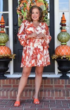 Flying Tomato - ID18363-PP - 102421 Call Me Sweetie Floral Dress - Rust