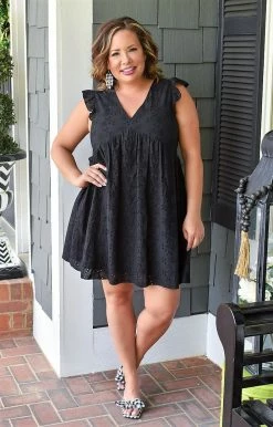 Andree - 93717 - 42622 DRESSES Sweet And Sassy Eyelet Dress - Black
