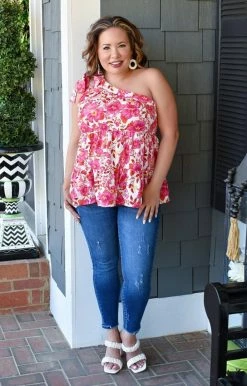 Staccato - 18612A-PP - 22622 Great Days Ahead Floral Top - Red/Pink