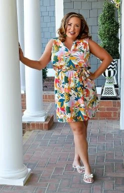 Staccato - 71405C-PP - 3522 Travel Light Print Dress - Mustard/Multi