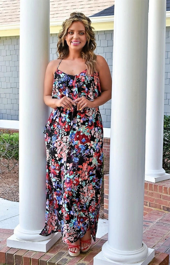 Heimish - BL-ED5008-15 - 4422 DRESSES Romantic Feelings Floral Maxi Dress - Black 2 Heimish - BL-ED5008-15 - 4422 DRESSES Romantic Feelings Floral Maxi Dress - Black