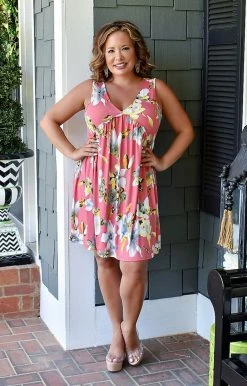 Heimish - BL-SD1062-17 - 7122 Just So Sweet Floral Dress - Coral