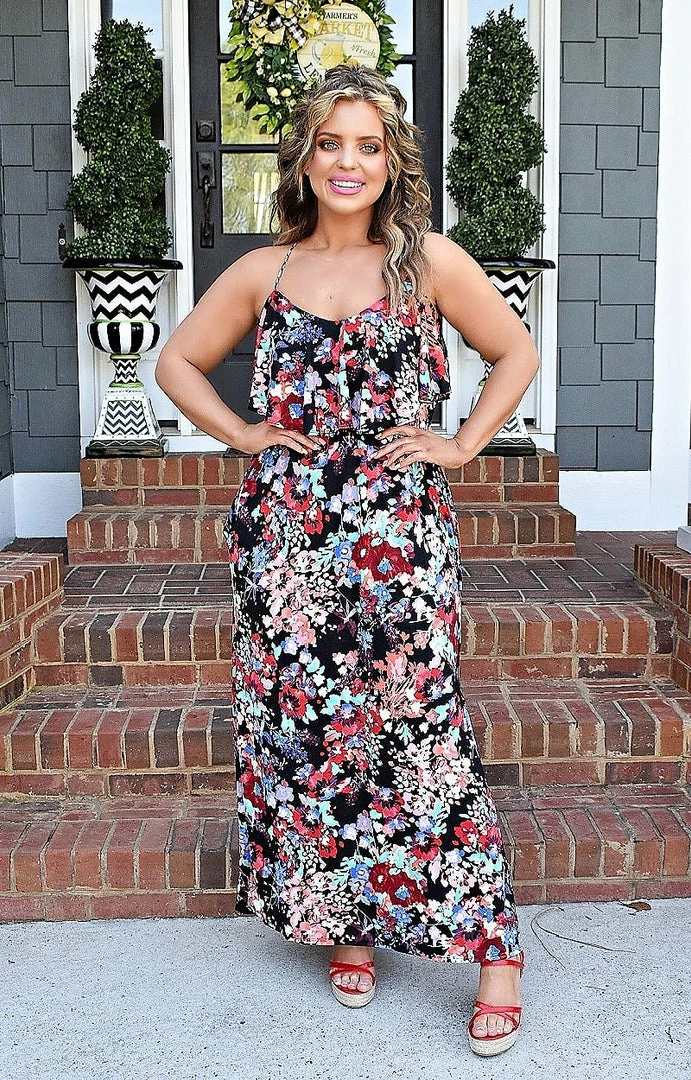 Heimish - BL-ED5008-15 - 4422 DRESSES Romantic Feelings Floral Maxi Dress - Black 1 Heimish - BL-ED5008-15 - 4422 DRESSES Romantic Feelings Floral Maxi Dress - Black