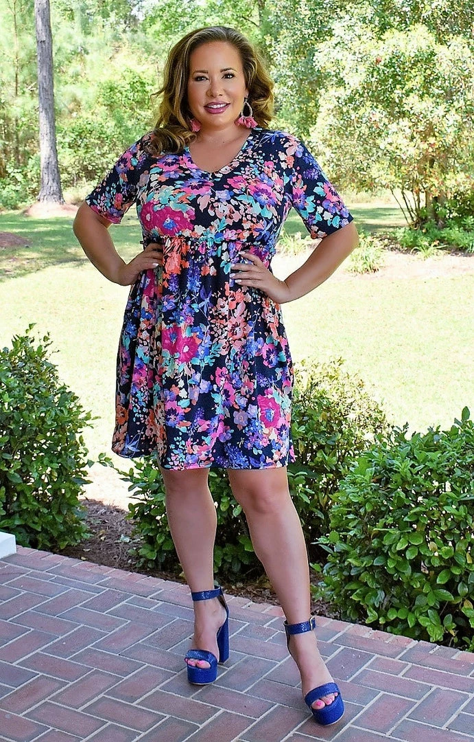 Heimish - BL-SD1402-10 - 41622 DRESSES Feeling Bright Floral Dress - Navy 2 Heimish - BL-SD1402-10 - 41622 DRESSES Feeling Bright Floral Dress - Navy