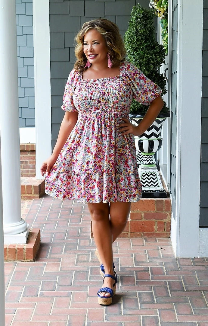 First Love - D11280 - 71822 Playing Mind Games Floral Dress - Hot Pink 2 First Love - D11280 - 71822 Playing Mind Games Floral Dress - Hot Pink