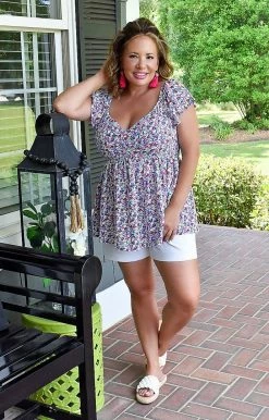 Staccato - 18578B-PP - 52022 TOPS Sweet Laughter Floral Top - Blue 7 Staccato - 18578B-PP - 52022 TOPS Sweet Laughter Floral Top - Blue