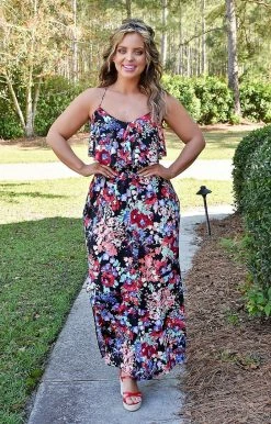 Heimish - BL-ED5008-15 - 4422 DRESSES Romantic Feelings Floral Maxi Dress - Black 7 Heimish - BL-ED5008-15 - 4422 DRESSES Romantic Feelings Floral Maxi Dress - Black