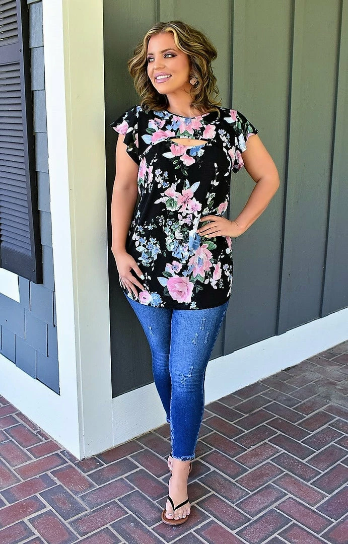 Heimish - Bl-ST2056-10 - 41422 TOPS Can't Deny You Floral Top - Black 1 Heimish - Bl-ST2056-10 - 41422 TOPS Can't Deny You Floral Top - Black