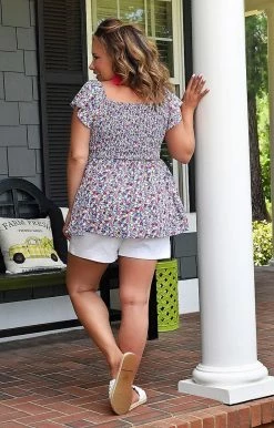 Staccato - 18578B-PP - 52022 TOPS Sweet Laughter Floral Top - Blue 6 Staccato - 18578B-PP - 52022 TOPS Sweet Laughter Floral Top - Blue