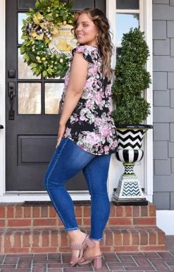 Heimish - BL-ST1596-41 - 21922 Gentle Blooms Floral Top - Black TOPS 6 Heimish - BL-ST1596-41 - 21922 Gentle Blooms Floral Top - Black TOPS