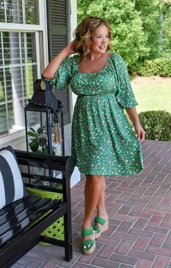 First Love - D11813 - 72122 DRESSES Make Your Life Easy Floral Dress - Green