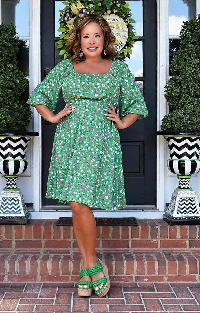 First Love - D11813 - 72122 DRESSES Make Your Life Easy Floral Dress - Green 1 First Love - D11813 - 72122 DRESSES Make Your Life Easy Floral Dress - Green