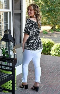 Staccato - 18552A-PP - 3622 Planning Ahead Floral Top - Black TOPS 6 Staccato - 18552A-PP - 3622 Planning Ahead Floral Top - Black TOPS