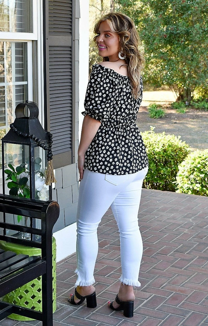 Staccato - 18552A-PP - 3622 Planning Ahead Floral Top - Black TOPS 3 Staccato - 18552A-PP - 3622 Planning Ahead Floral Top - Black TOPS