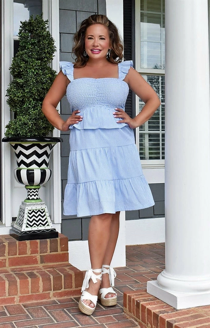 White Birch - D90163XL - 52822 Perfect Day Out Gingham Dress - Light Blue DRESSES 1 White Birch - D90163XL - 52822 Perfect Day Out Gingham Dress - Light Blue DRESSES