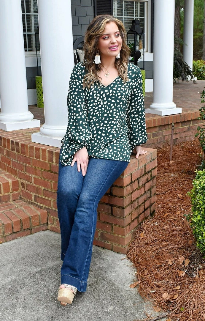 143 Story - TM6427-PP - 2822 Like Me Better Print Top - Hunter Green TOPS 2 143 Story - TM6427-PP - 2822 Like Me Better Print Top - Hunter Green TOPS