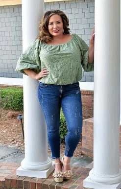 Jealous Tomato - AT2167-PP - 22722 Better With You Floral Top - Sage TOPS