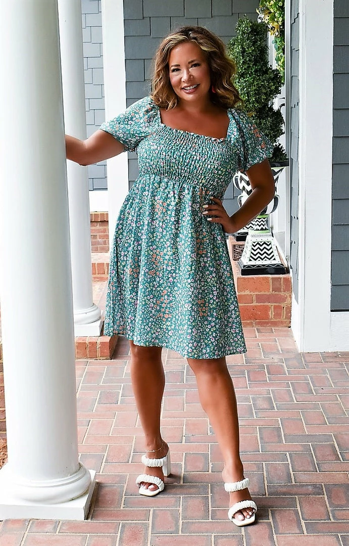 First Love - D1141 - 71122 Weekend Brunch Floral Dress - Green/Multi DRESSES 4 First Love - D1141 - 71122 Weekend Brunch Floral Dress - Green/Multi DRESSES