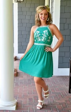 First Love - ID175 - 72522 Destined For Romance Embroidered Dress - Kelly Green