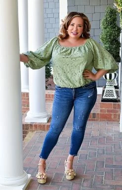 Jealous Tomato - AT2167-PP - 22722 Better With You Floral Top - Sage TOPS