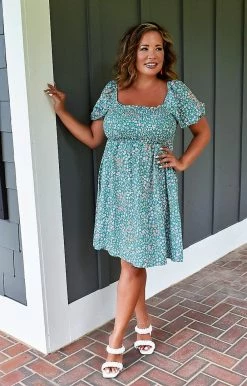 First Love - D1141 - 71122 Weekend Brunch Floral Dress - Green/Multi DRESSES