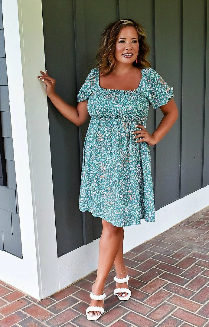 First Love - D1141 - 71122 Weekend Brunch Floral Dress - Green/Multi DRESSES 1 First Love - D1141 - 71122 Weekend Brunch Floral Dress - Green/Multi DRESSES