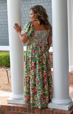 First Love - ID125 - 72122 DRESSES Destination Unknown Floral Maxi Dress - Green