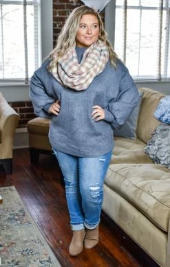 Davi & Dani - PWT92158PER - 121620 All That You Do Sweater - Gray Sweaters