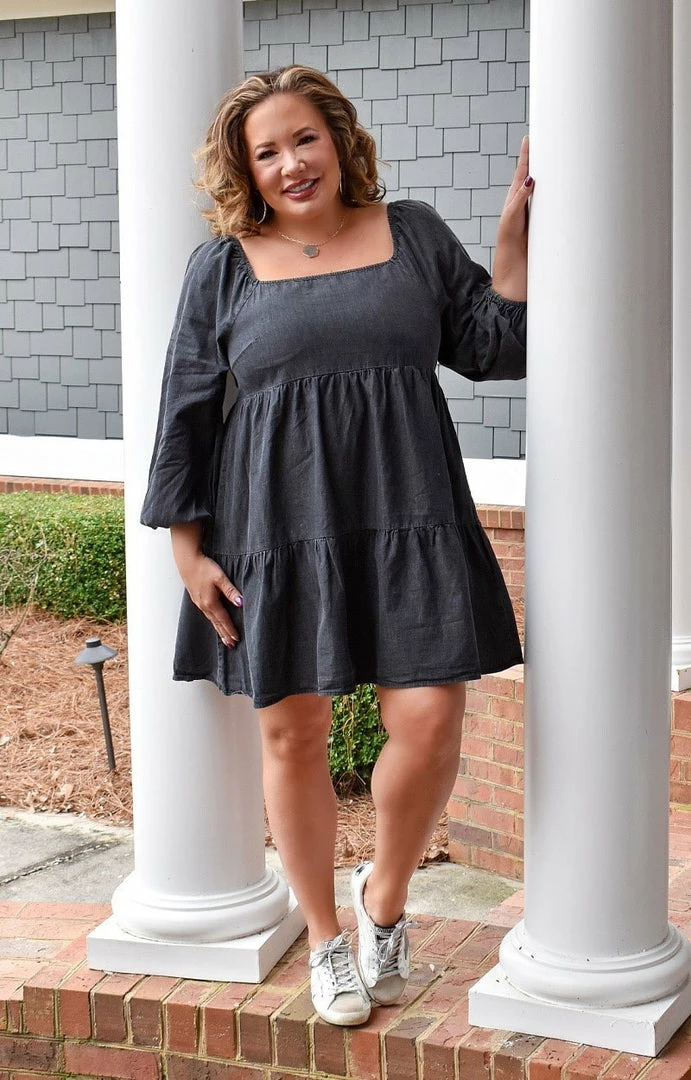 Flying Tomato - AD2410-PP - 121421 Get Close To Me Denim Dress - Charcoal DRESSES 1 Flying Tomato - AD2410-PP - 121421 Get Close To Me Denim Dress - Charcoal DRESSES