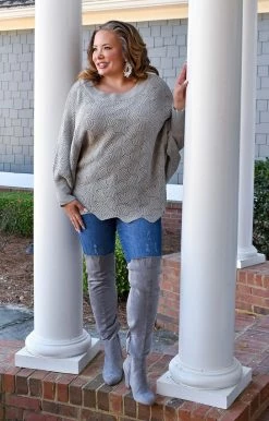 Andree - 15923-4 - 11822 Crush On You Oversized Sweater - Gray