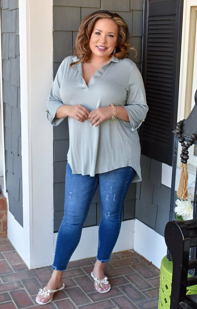 Heimish - BL-ST1002S - 21522 Around The Clock Top - Sage 1 Heimish - BL-ST1002S - 21522 Around The Clock Top - Sage