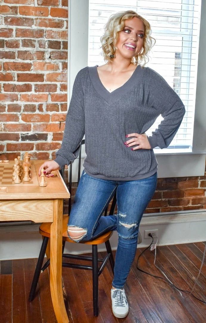 HeySon - HT1292PD - 120120 Burn It Up Oversized Sweater - Charcoal 4 HeySon - HT1292PD - 120120 Burn It Up Oversized Sweater - Charcoal