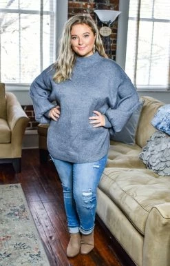 Davi & Dani - PWT92158PER - 121620 All That You Do Sweater - Gray Sweaters