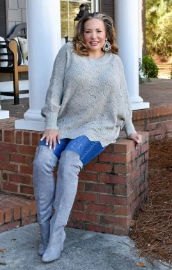 Andree - 15923-4 - 11822 Crush On You Oversized Sweater - Gray