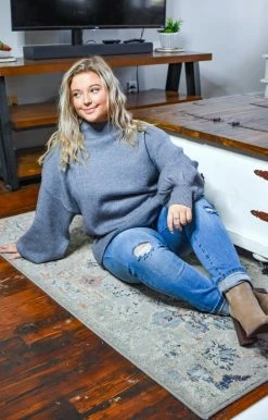 Davi & Dani - PWT92158PER - 121620 All That You Do Sweater - Gray Sweaters